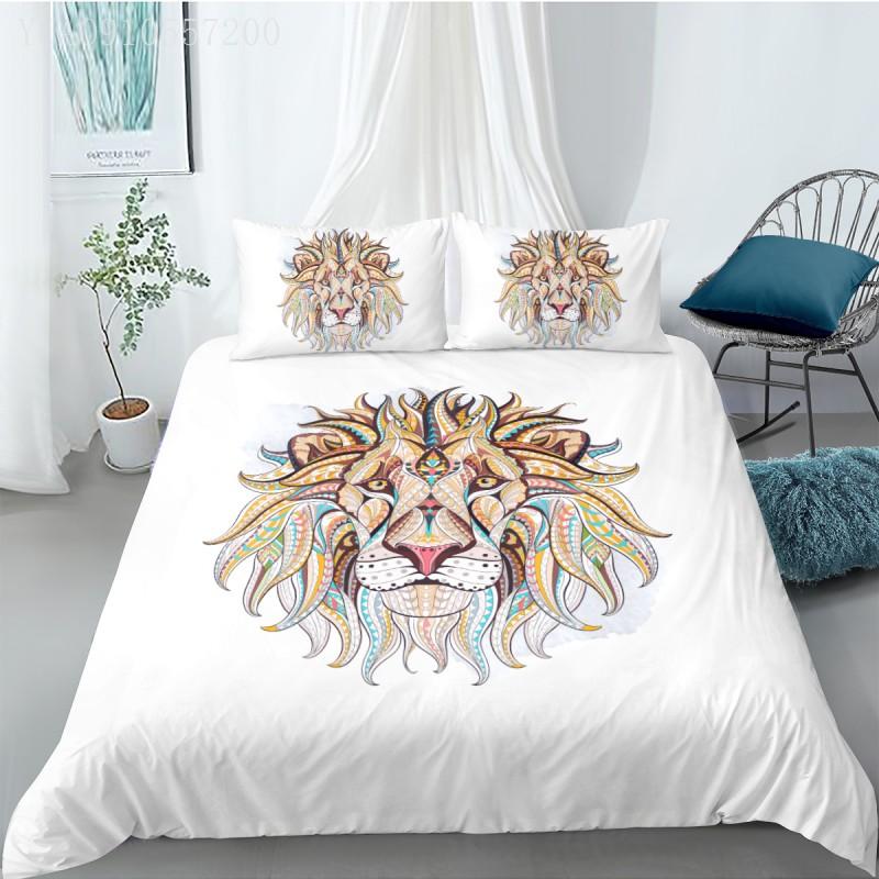 

New Arrival Boys Adults Bedding Set Animal 3D Printed Comforter Cover Cartoon Lion Duvet Cover Queen Bed Set Customized, As picture