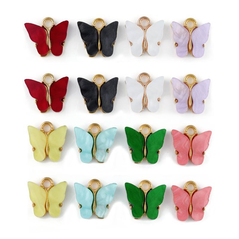 

13x13mm Acrylic Alloy Butterfly Charms Fit For Earring Pendants Necklace Fashion DIY Jewelry Making Gifts Accessory