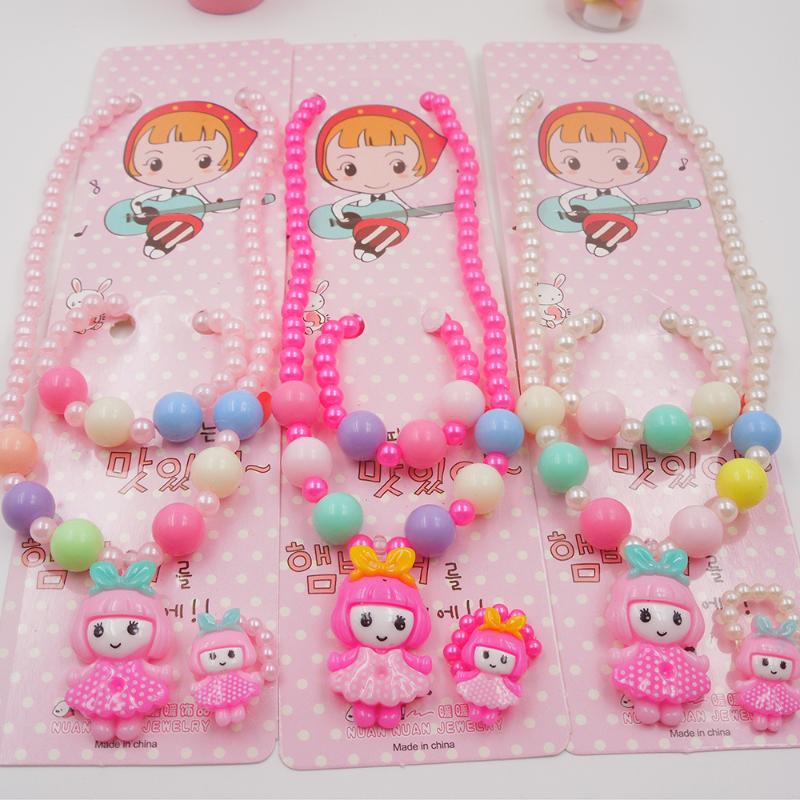 

Candy Color Children Cute Girl Necklace Jewelry Simulated Pearl Girl Kids Baby Stretch Necklace Gj7