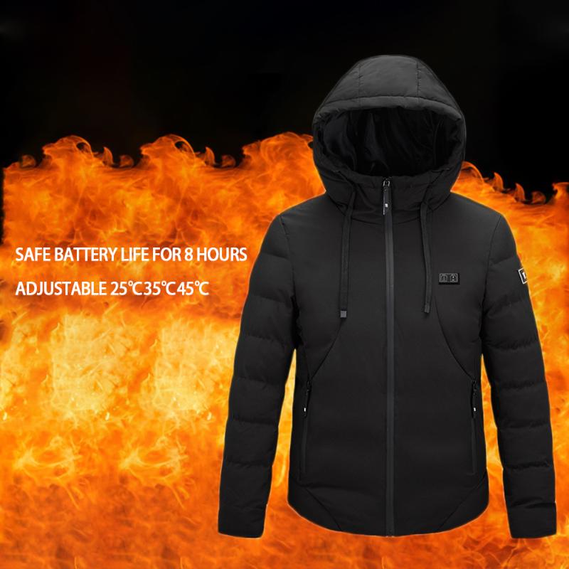 

2020 Electric Jacket Heated Down Cotton USB Keep Warm Electric Jacket Heated Balck Body Warmer Warm Thermal Winter Clothing, Black