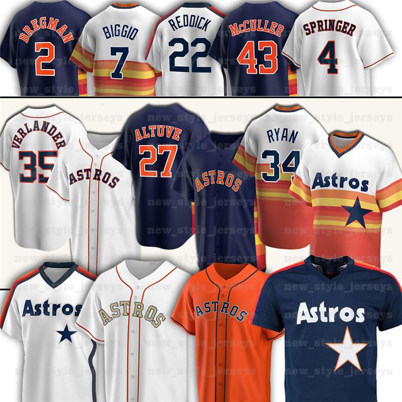 

27 Jose Altuve 2 Alex Bregman 4 George Springer Jersey 1 Carlos Correa 7 Craig Biggio 34 Nolan Ryan 21 ZACK GREINKE Baseball Jerseys, Men(tai kong ren)