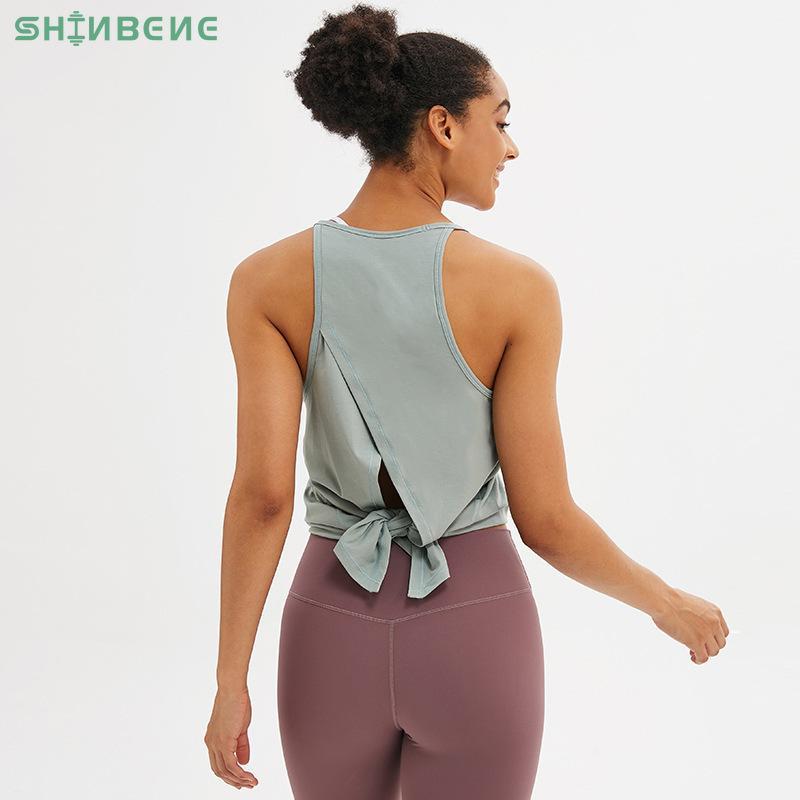 

SHINBENE BACK TIE Loose Gym Fitness Yoga Tank Tops Women Lightweight Cotton Running Workout Athletic Vest Sleeveless Shirts1, Bare pink