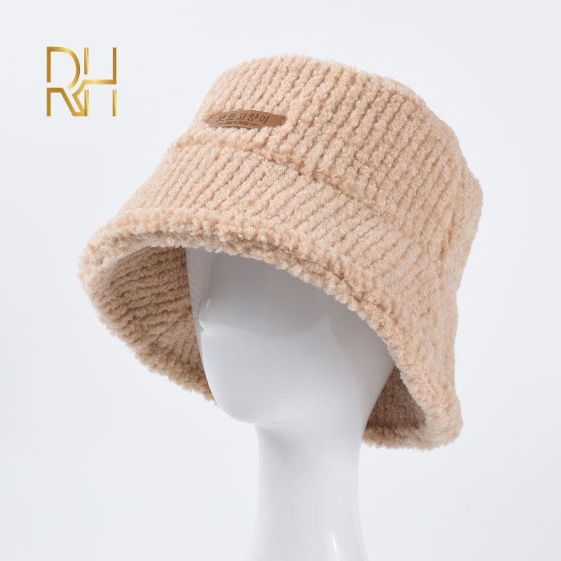 

Winter Bucket Hat Women Hat Embroidery Letter Faux Lambswool Soft Warm Fishing Cap Sun Bucket Breathable Sun Protection1, Black