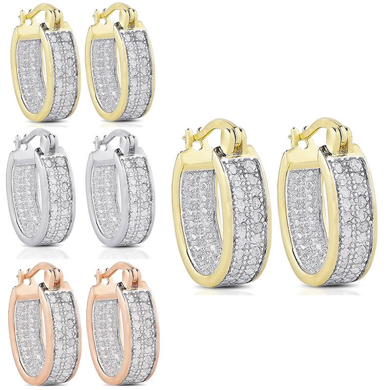 

ZHOUYANG Unisex Hoop Earrings For Women Simple Classic Style Two Row Zircon 3 Color Party Gift Fashion Jewelry KBE399