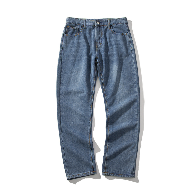 

Wholesale 2020 Denim Jeans Men's Brand Straight Loose Wide-leg Spring Summer New Korean Trend Wild Ankle Length Pants, Blue