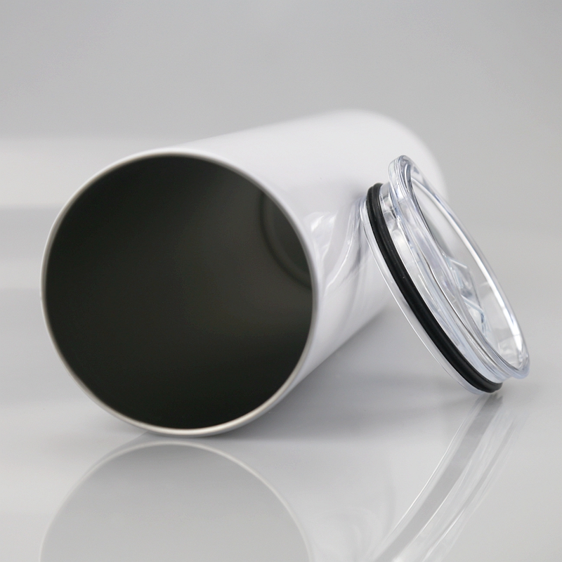 

20oz 30oz Sublimation Skinny Tumblers Stainless steel blank white skinny cup Straight Mug with lid straw Cylinder sea shipping GGA3808-1