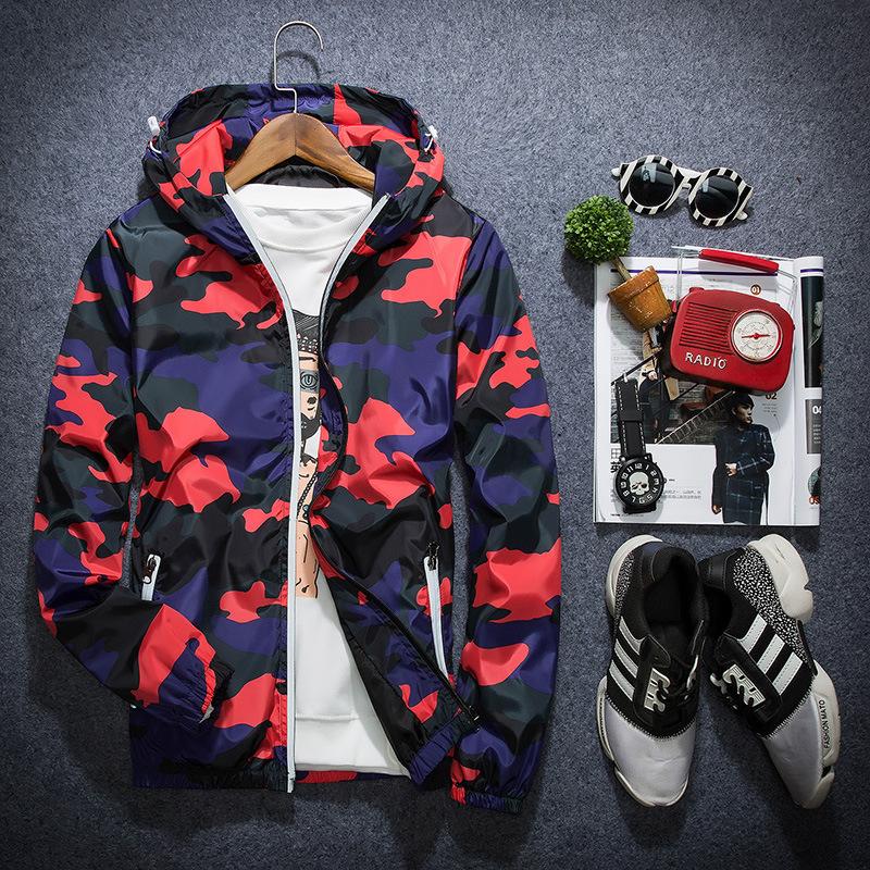 

Zogaa 2020 New Men's Reflective Jacket Camouflage Hooded Coats Men's Spring Autumn Baseball Uniform Jackets Large Size -5XL, Blue