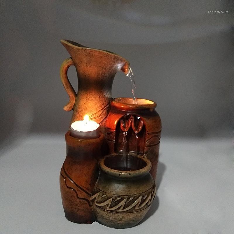 

Creative Home Decoration 4 Clocks Water Fountain Fengshui Decoration Resin Funishing Ornaments Office Desktop S1