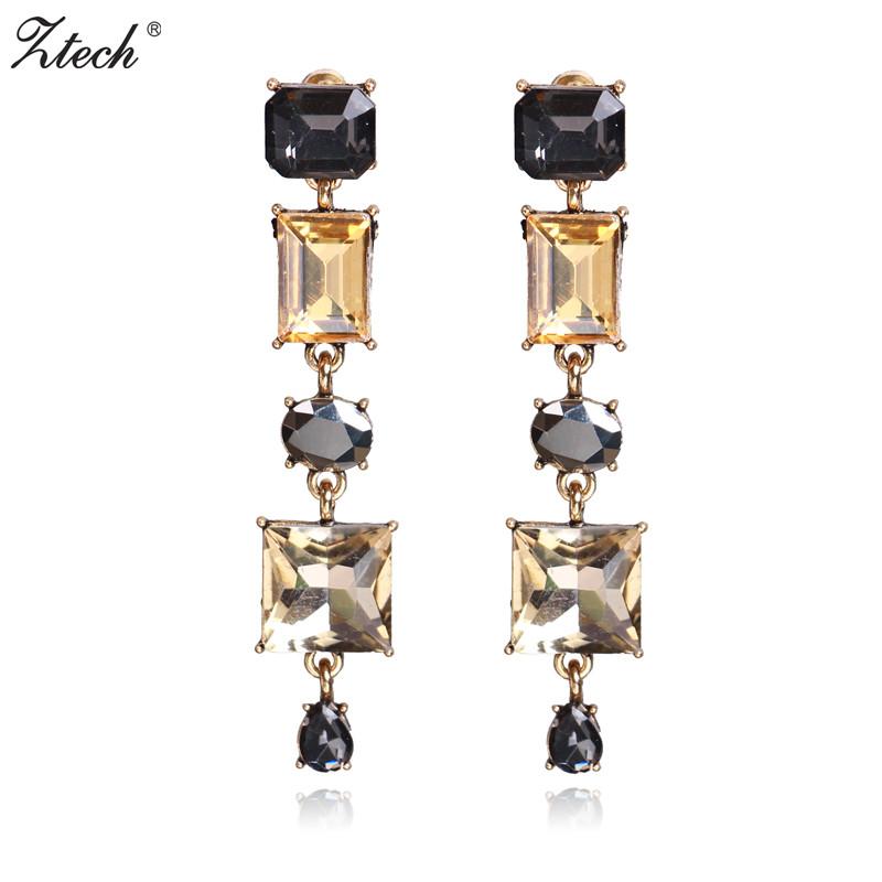 

Ztech Luxury Rhinestones Tassel Earrings Women Weding Jewelry Statement Crystal Drop Earrings Big Bohemia Brincos Pendientes