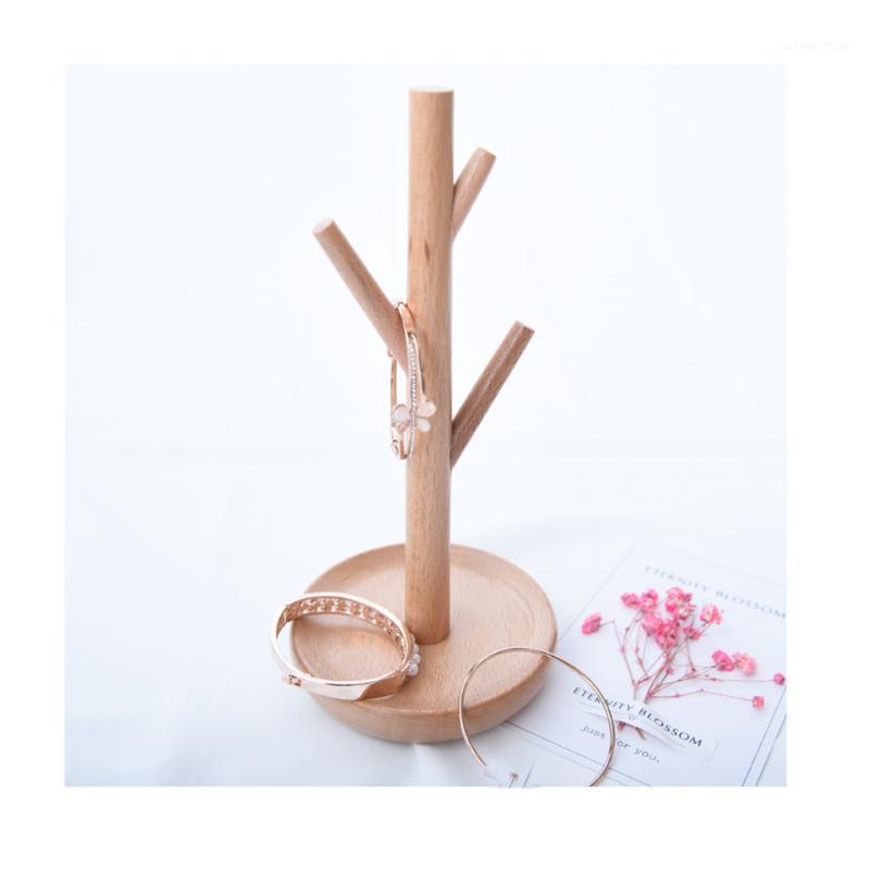

Jewelry Pouches, Bags Unfinished Wooden Tree Stand Holder Earrings Rack Display Necklace Bracelet Hanger, Pink;blue