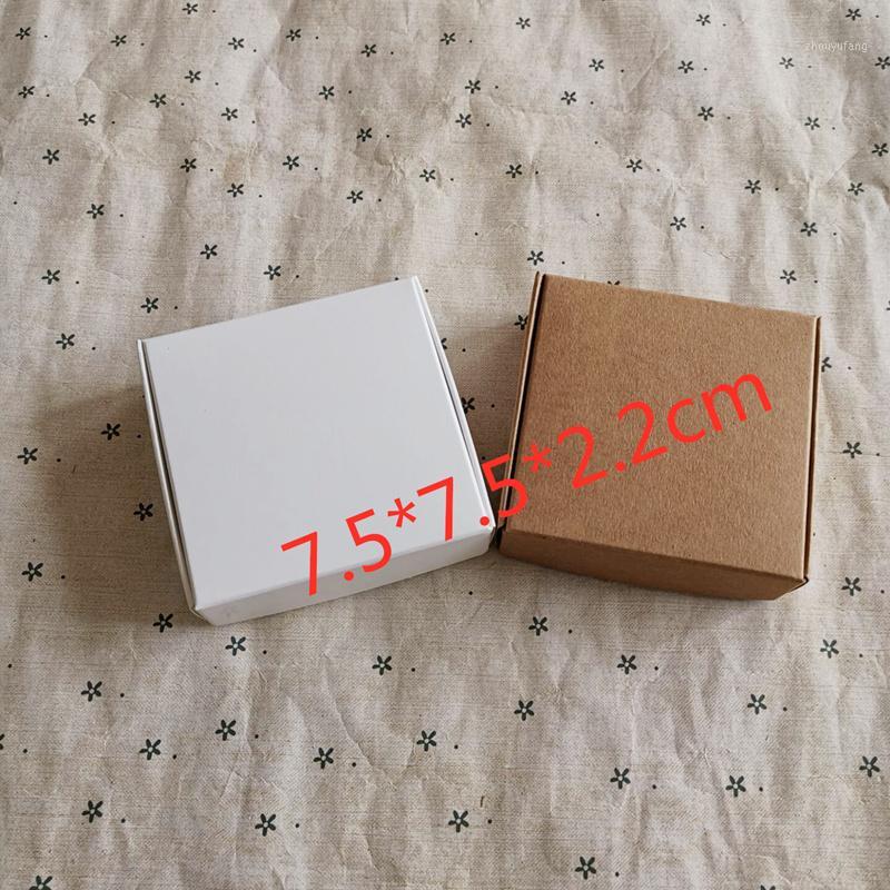 

Gift Wrap 50Pcs 7.5*7.5*2.2cm Kraft Paper Craft Boxes Small Soap Cardboard Packing Candy Package