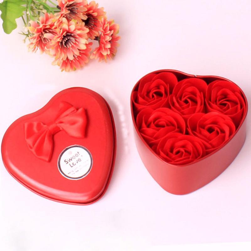 

6Pcs/pack Bad Zeep Rose Petal in Hart BoxRose bloemblaadje met zeep op het, perfect voor een snelle handwas of luxe bad 20201, Blue