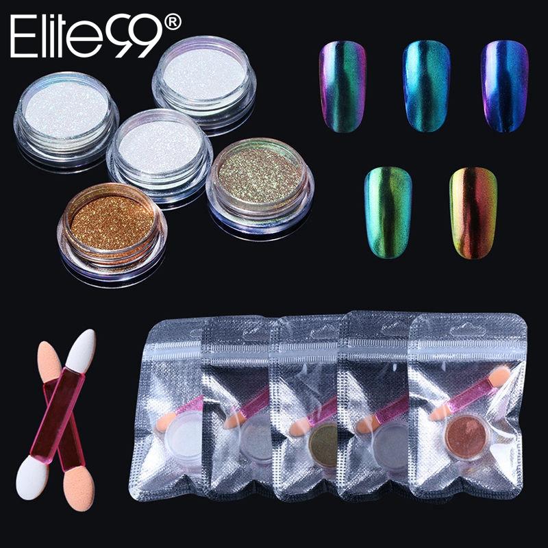 

Elite99 Chameleon Mirror Nail Glitters Shinning Powder With Brush Gorgeous Nail Art Chrome Pigment Manicure Dust Decorations