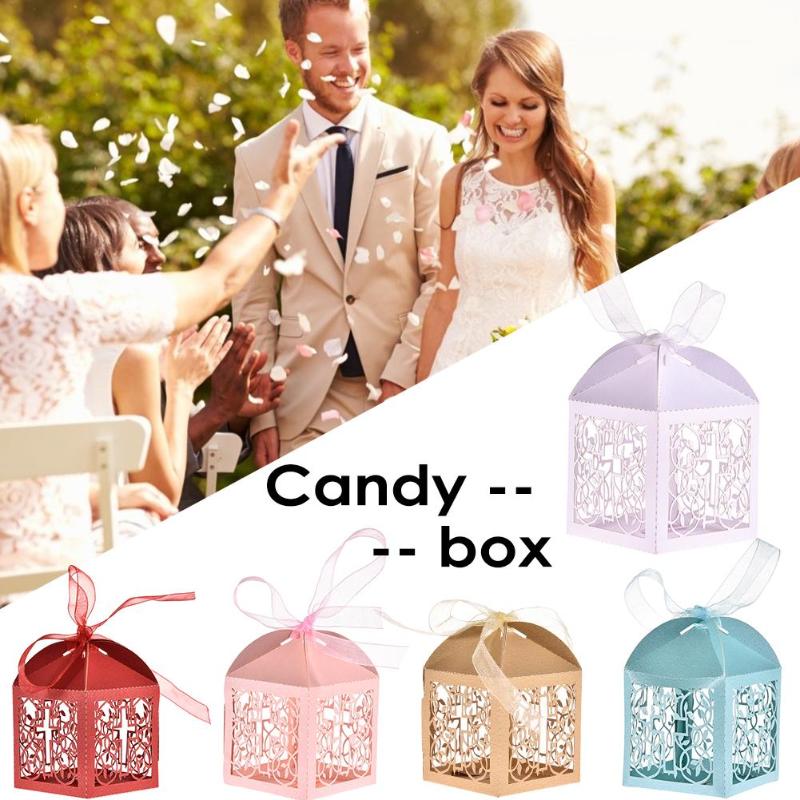 

50PCS Candy Chocolate Box Christian Cross Wedding Candy Box Wedding Decoration