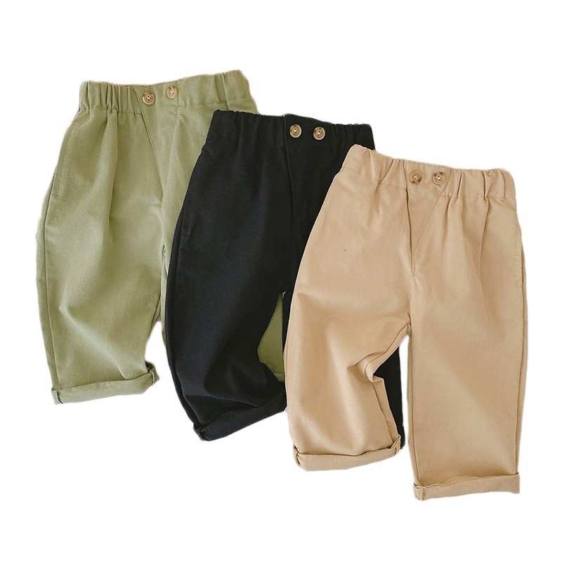 

2021 New Spring Kids Clothing Boys Infant Trousers Solid Cotton Children Girls Casual Pants 3 Colors 1-6 Years Jizi, Ck051green