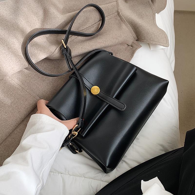 

Vintage Simple Chain PU Leather Flap Crossbody Bags for Women 2021 New Fashion Small Shoulder Handbags and Purses Female, Black