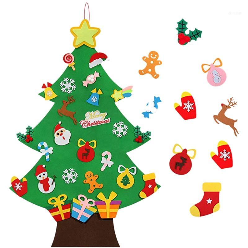 

Felt Christmas Tree 46.5 Inch 3D DIY Set with 33 Pieces of Ornament Decor Wall Hanging Christmas Tree Decorations Kids Gifts1