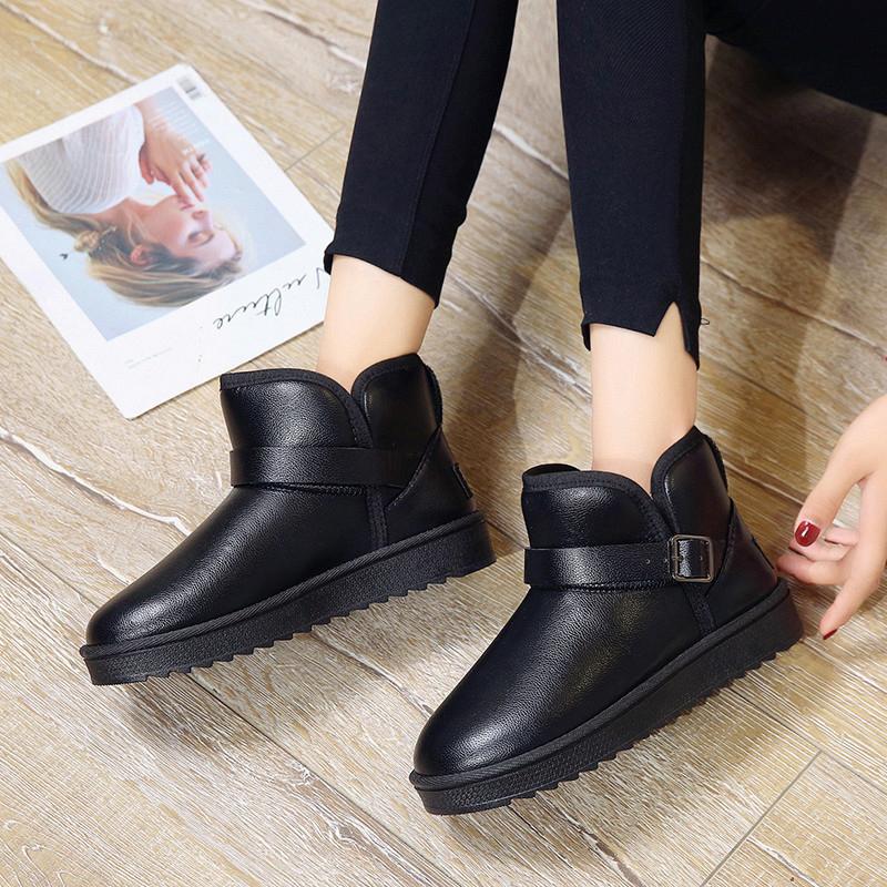 

Snow Boots Women Fashion Booties 2020 Winter Ankle Boot Black Plus Size Ladies Platform Shoe Woman Cotton Shoes Botines Mujer, Brown pu