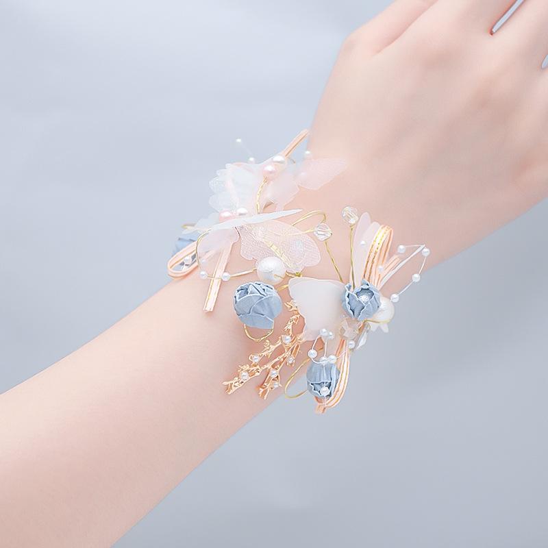 

Children Crystal Pearl Bracelet Butterfly Bride Wrist Flower Bridesmaid Sister Group Bracelet Girl Gift Wholesale