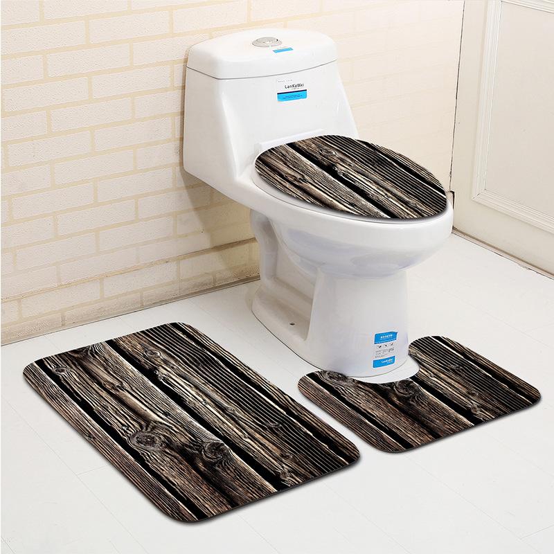 

3Pcs/set 3D Trees Wood Rings Bathroom Mat Set Anti Slip Toliet Seat Cover Bath Rug Door Mat Carpet Home Decor Bathroom Products