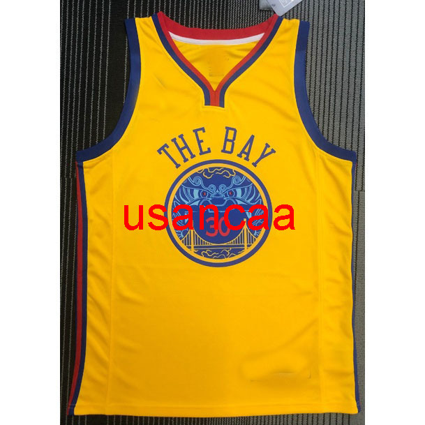 

Men's 30# Curry 18 season yellow Chinese dragon basketball jersey S M  XL XXL