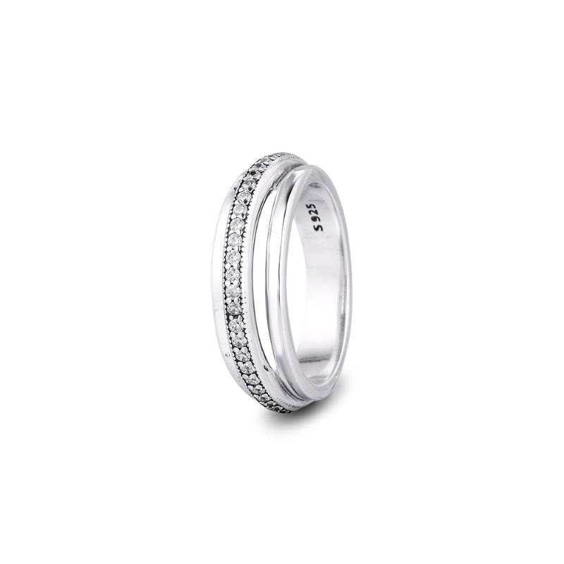 

100% 925 Sterling Silver Rings for Women Triple Band Pave Ring Engagement Wedding Statement Jewelry anillos bague Wholesale