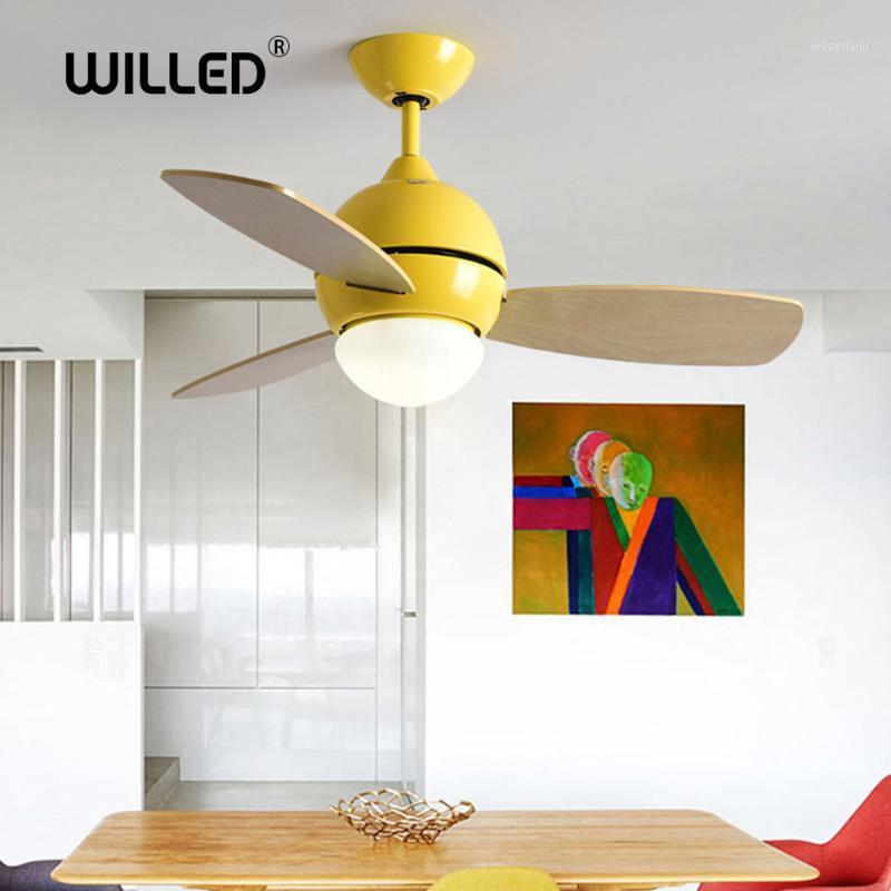 

Macaron Ceiling fan lamp Remote Control with lights 36 inch Nordic pendant fans AC Multi color for Restaurant Kid's Room1