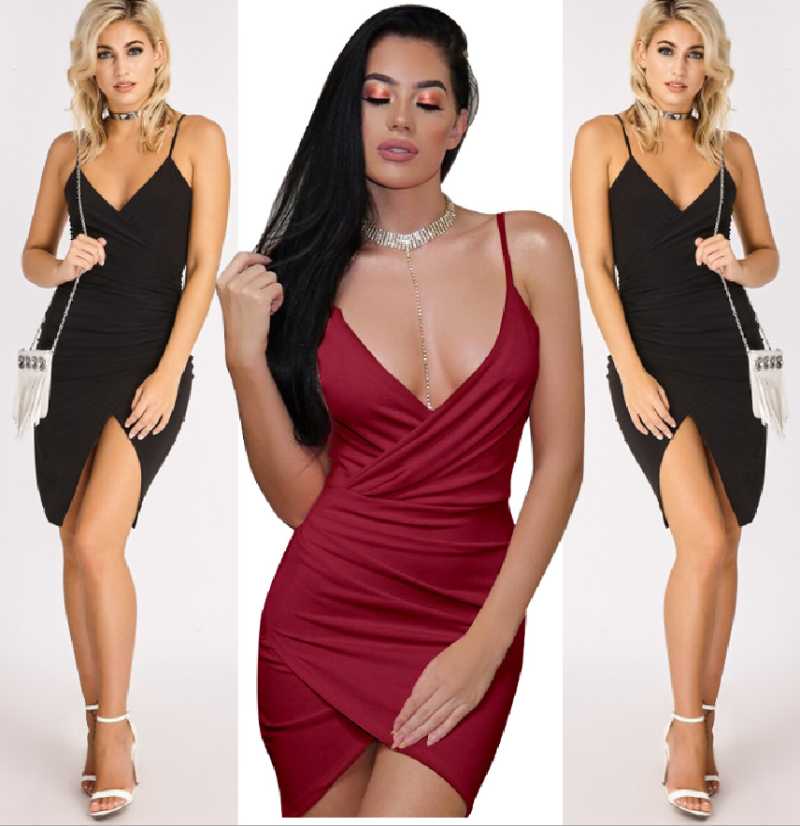 

Fashion Sexy Slim Spaghetti Strap Women' Solid Color Dress Sexy Backless Elastic Waist Party Dress Comfortable fit V-neck, Wmz6233-royal blue