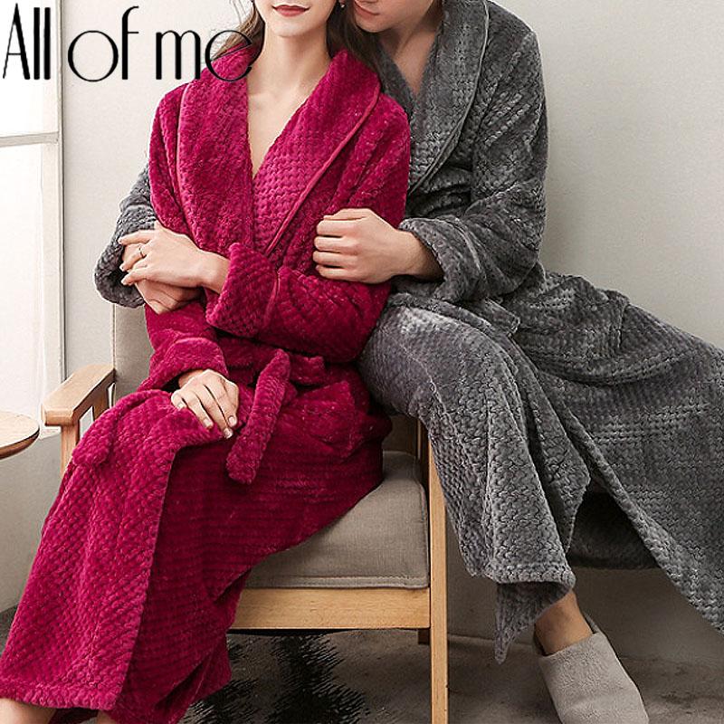 

Thick Nightgown Warm Pajamas Winter Flannel Robes Thicken Lengthened Couple Nightgown Women's Coral Fleece Pyjamas Homewear, Gray for men
