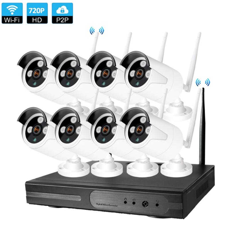 

Plug and Play 8CH 720P HD Wireless NVR Kit P2P 720P Indoor Outdoor IR Night Vision Security 1.0MP IP Camera WIFI CCTV System