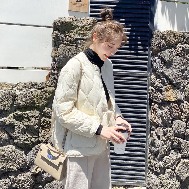 

2021 New Winter Jacket White Down Feminine Black Parka The-neck Singel Breasted Thick Hot Snowcoat Outwear 3XM0, Green