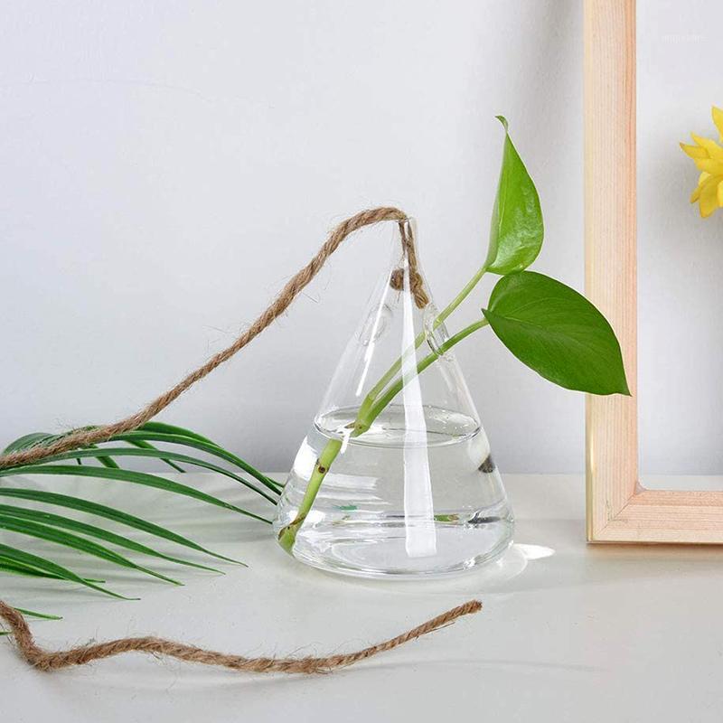 

Hanging Transparent Glass Vases Flower Hydroponic Plants Office Home Decoration Terrarium J2Y1