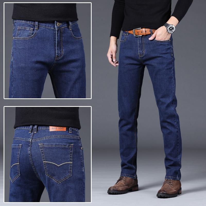 

New Men's Brand Fashion Jeans Business Casual Stretch Slim Jeans Classic Trousers Denim Pants Male Black Blue -40, K018 black