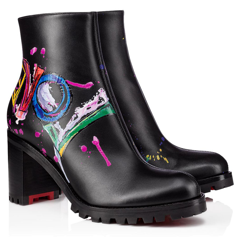 

20S Red Soles Thick Soles Women Ankle Booties Black Leather "Love" Me Boot 70mm Leather Love Ankle Boots Black Lucido Red Bottom Boot, As picture show