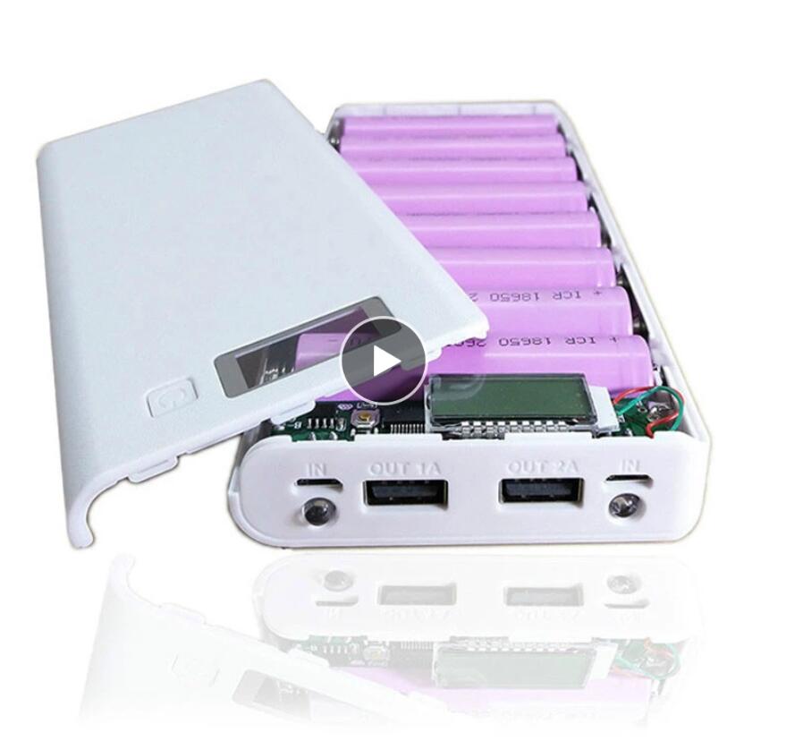 

8*18650 Battery Holder Dual USB Power Bank Battery Box Mobile Phone Charger DIY Shell Case Charging Storage Case For Xiaomi