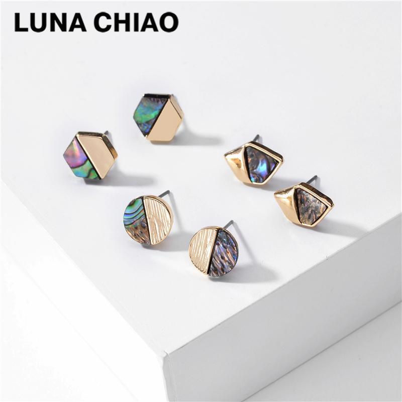 

Stud CHIAO Fashion Jewelry Natural Blue Shell Geometric Mini Earrings For Women1
