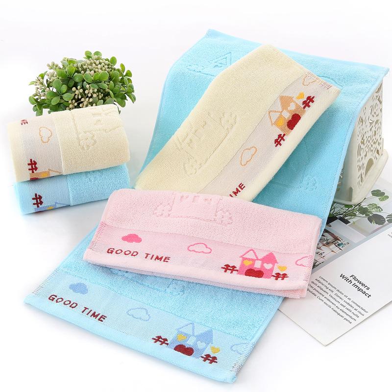 

T043A Cute Quick-dry Microfiber house printed Soft Cotton kids or children hand towel Face Towel, Blue a