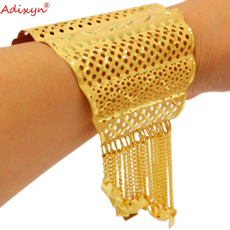 

Adixyn 24k Dubai Bangles For Women Gold Color Bracelets Ethiopian/Arab/Middle East Party Gifts N121111