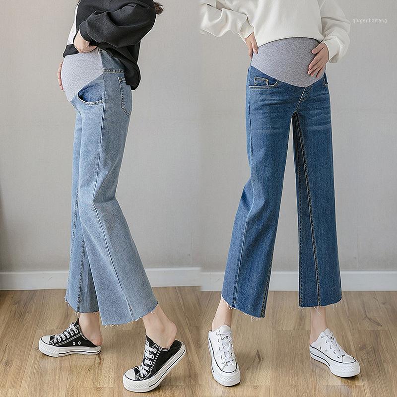 

Maternity Wide Leg Jeans For Pregnant Woman 2021 Pregnancy Denim Pants Cotton Straight Trousers Maternity Clothing Plus Size1, 1761 blue spring
