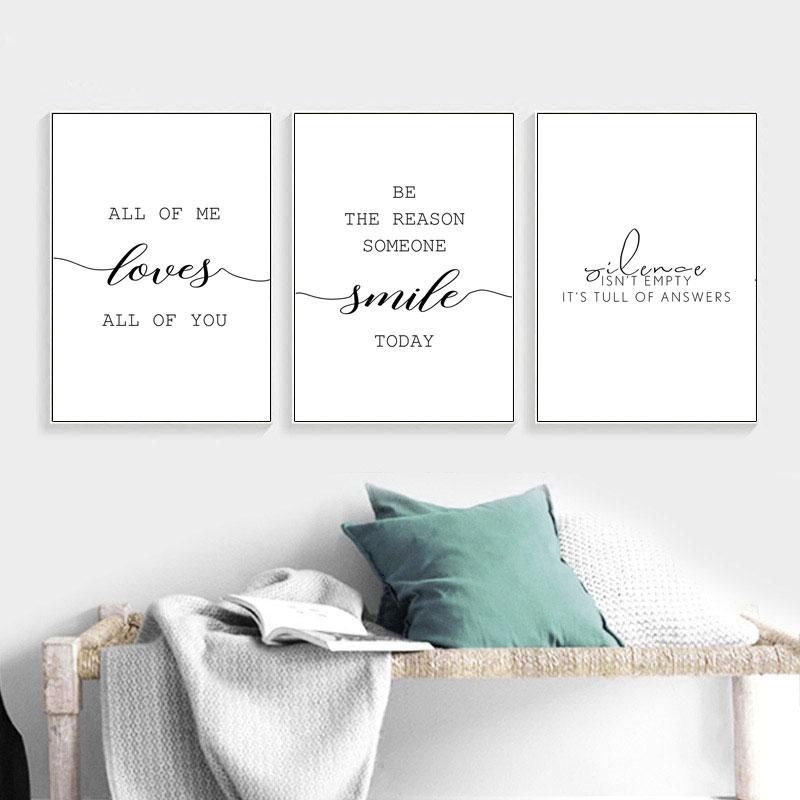 

Nordic Decoration All of me love Word Wall Art Picture Canvas Poster and Print Canvas Painting Decorative for Living Room Decor
