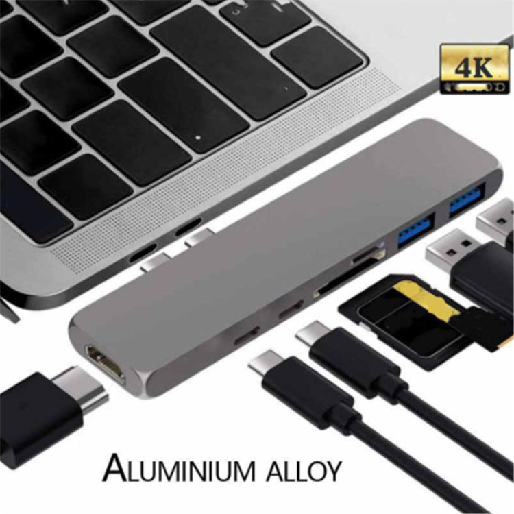 

Dual type-c USB C MacBook pro to HDMI TF SD card reader HUB docking station 4K