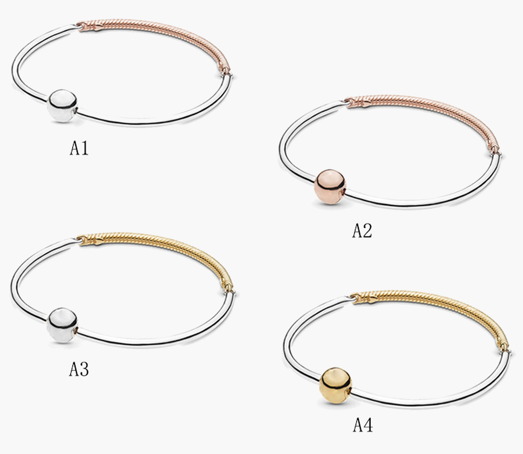 

Fine jewelry Authentic 925 Sterling Silver Bead Fit Pandora Charm Bracelets Smooth Snake Bone Stitching Bracelet Simple Safety Chain Pendant DIY beads, Black