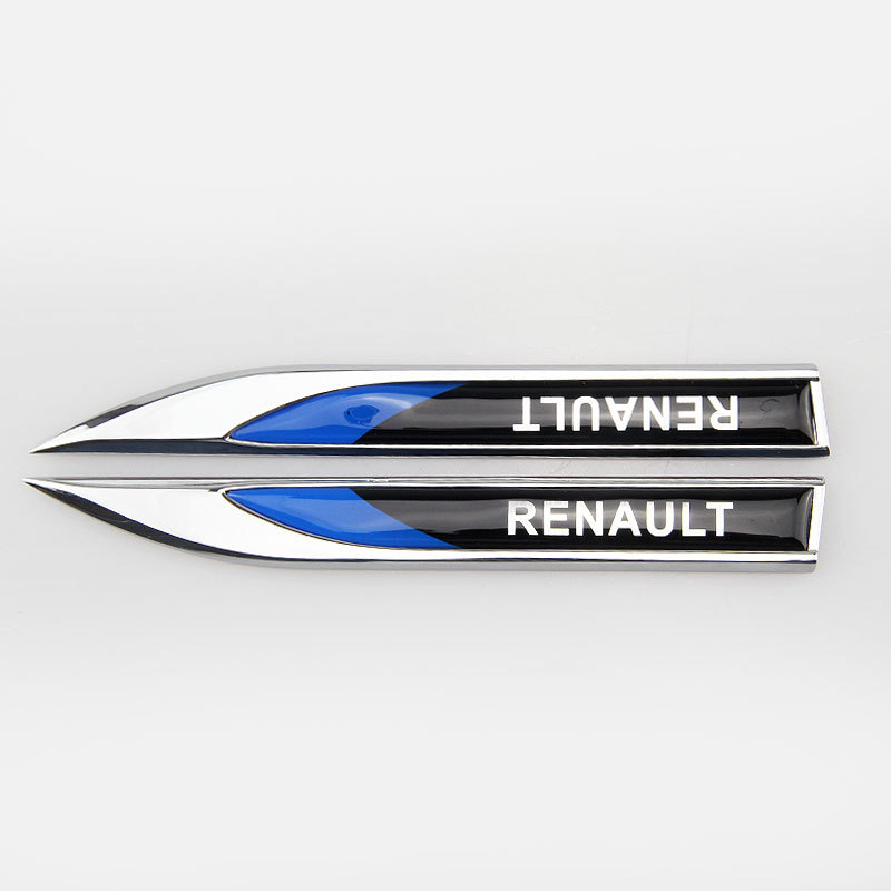 

stickers Car Exterior Accessories Automobiles RENAULT personality modified blade metal side label decoration Tin alloy Fender Mark, As shown