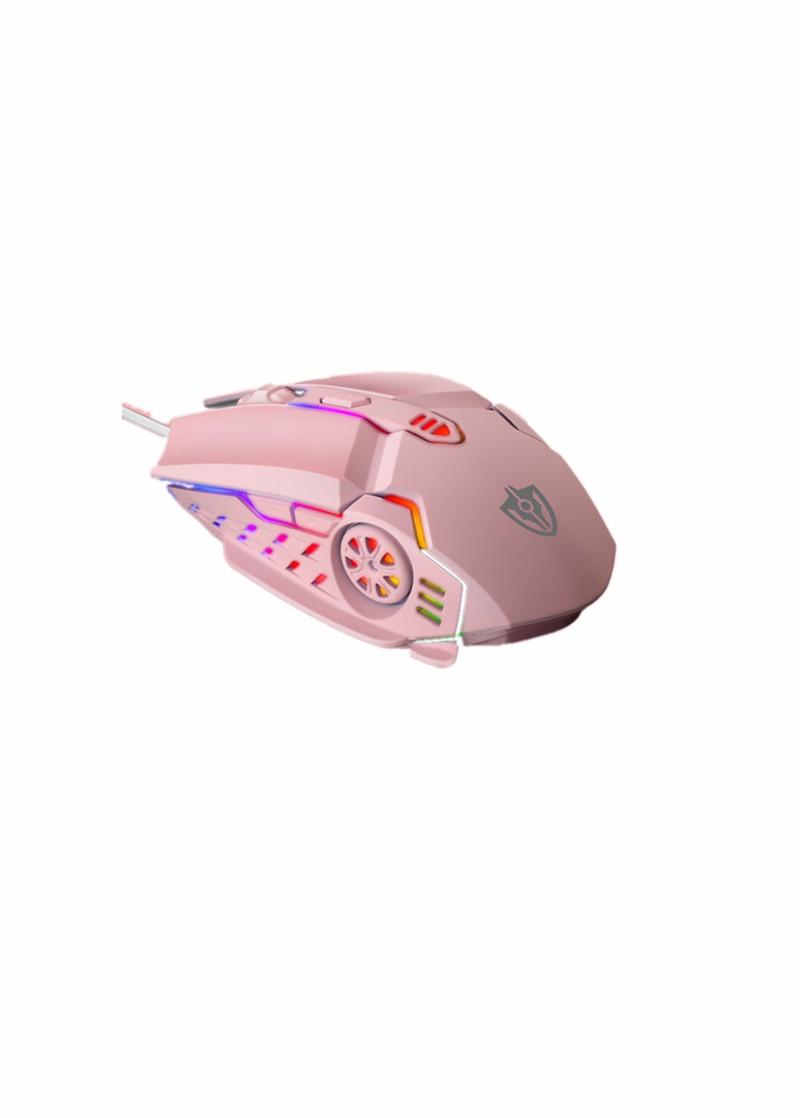 

Ladies Office Pink Mice wired gaming mouse ergonomic with 4 color breathing lamp and adjustable DPI for Windows PC gamers