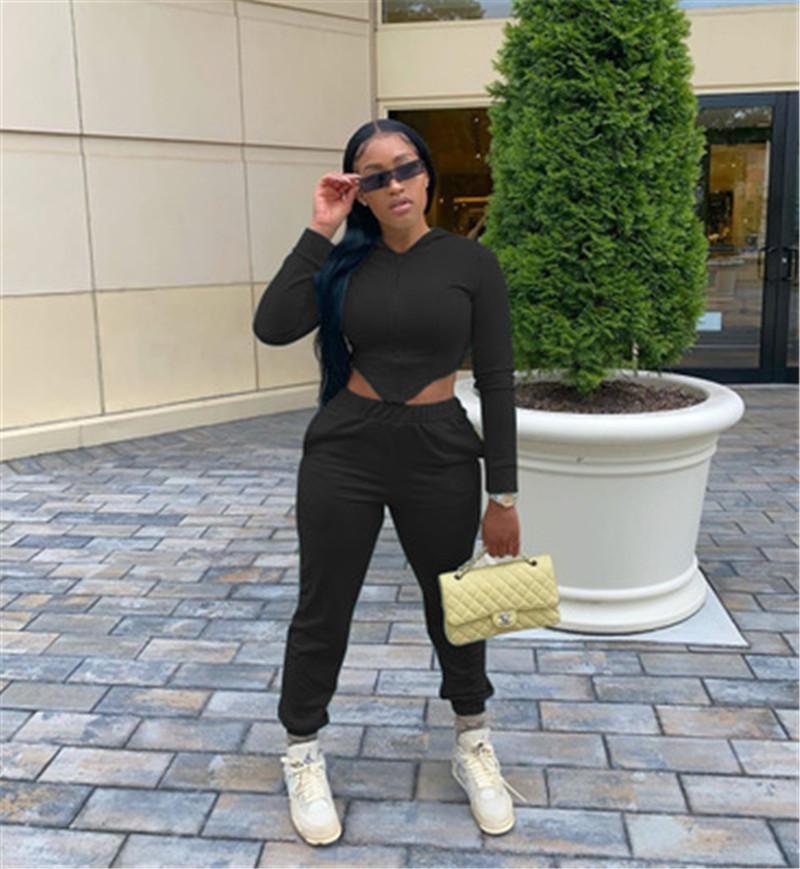 

Women Small Waist Tracksuits Fashion Trend Long Sleeve Zipper Hooded Tops Elastic Waist Pant Sets Designer Female Autumn Casual Loose Suits