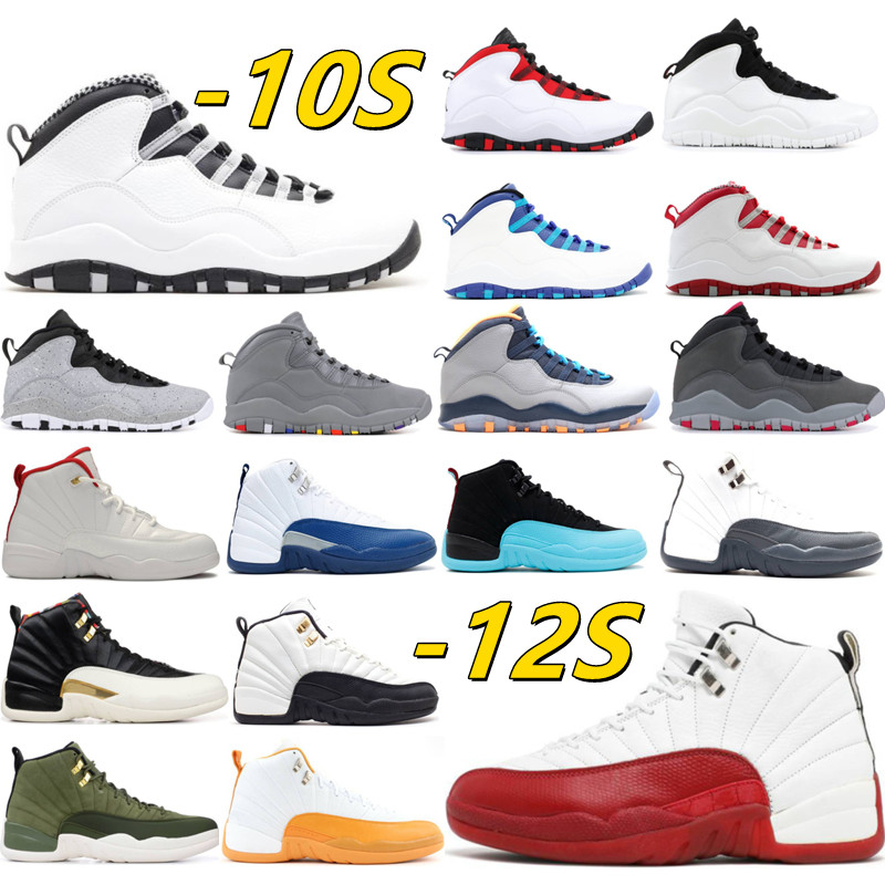 

2022 Designer 10s 10 basketball shoes 12 12s University Blue Smoke Grey Steel Desert Camo Twist Fiba Gym Red trainers men sneakers sports, Box
