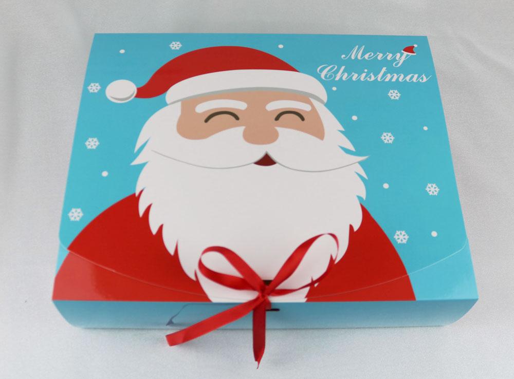 

10pcs/lot Christmas Gift Box Paper Santa Claus Snowman Candy Cookie Star Christmas Hand Bag Pack Boxes With Ribbon 31x25x8cm