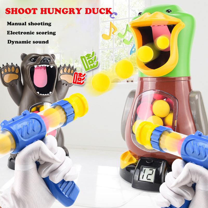 

Air Pump Shoot Hungry Duck Electronic Scoring Dynamic Music EVA Foam Ball Funny Novel Toys For Children Shooting Angry Lion Bear