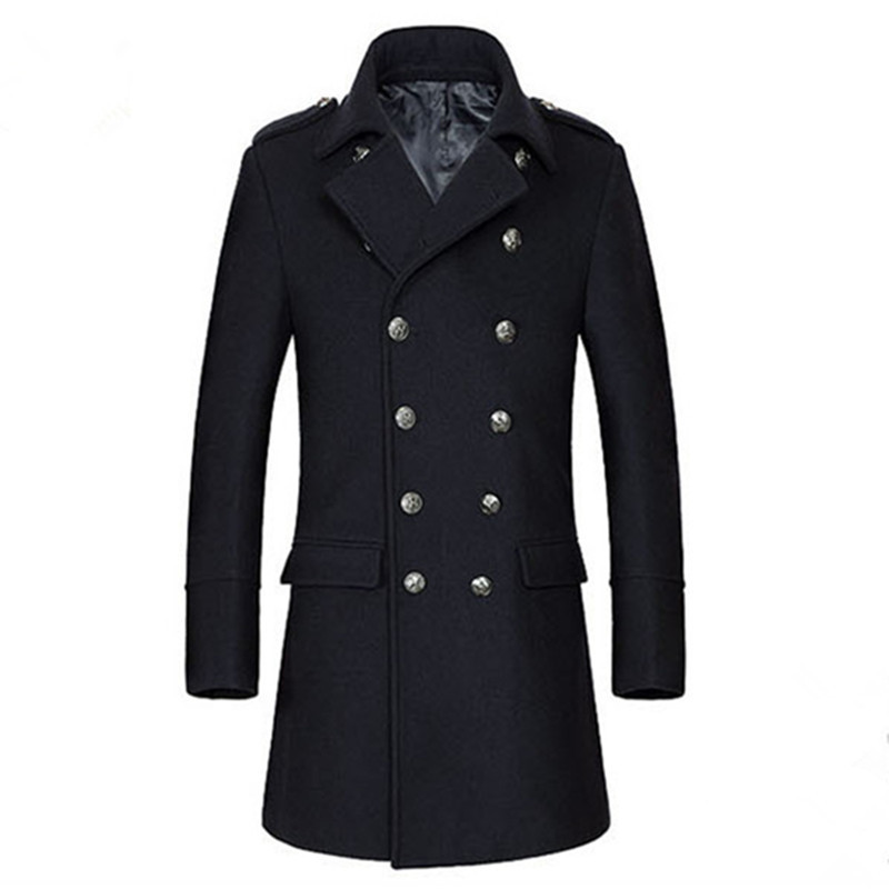 

2021 New Male Autumn Winter Woolen Coats Classic Black/blue Man Thicken M-3xl Jacket 0TUA