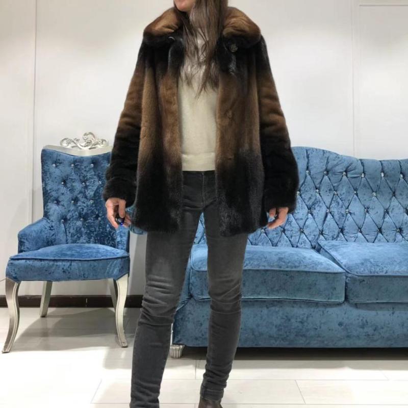 

DENVINNY 2020 Real Coat Women Winter Natural Coat Import, Brown